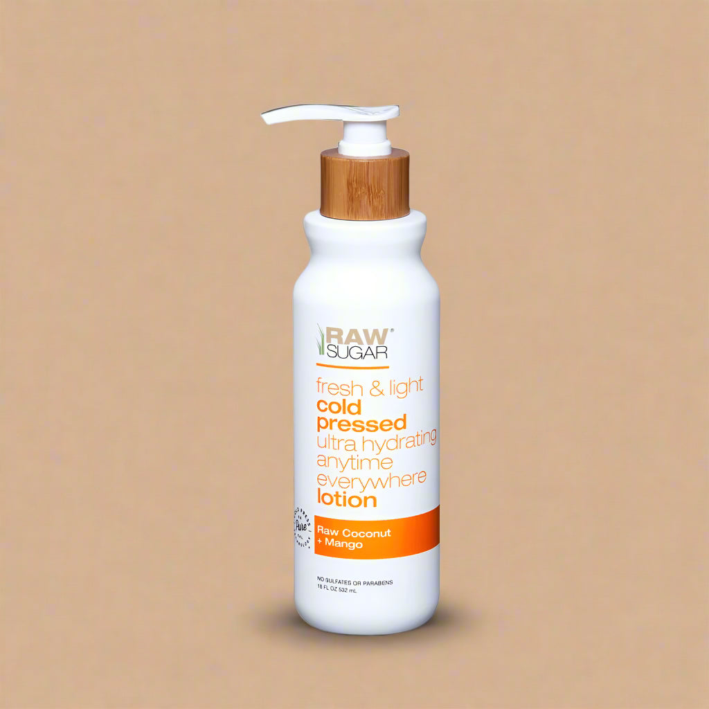 Raw Sugar Fresh & Light Cold Pressed Lotion – Raw Coconut + Mango – 18 fl oz