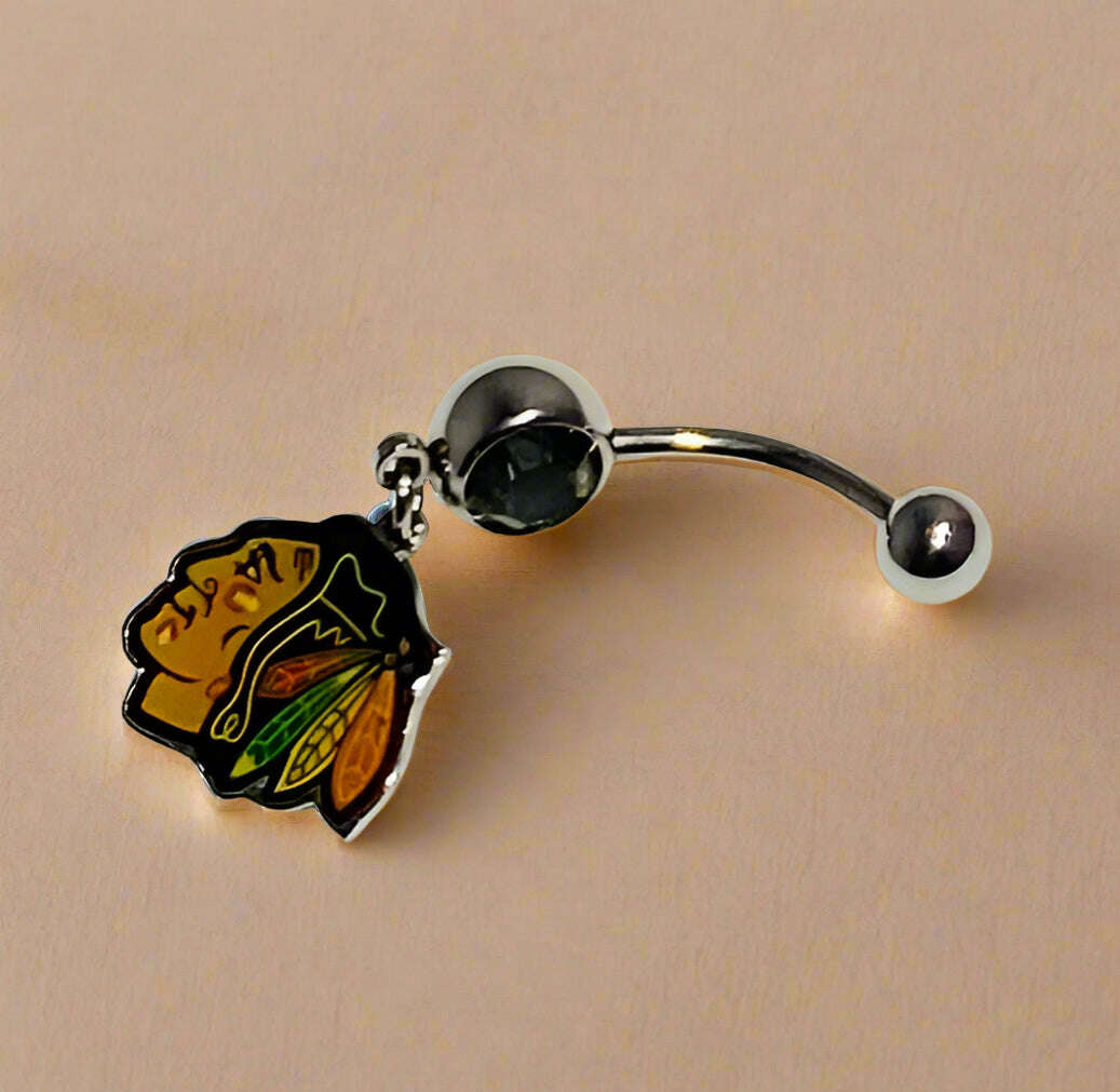 Chicago Blackhawks silver stainless steel belly rings - COLO