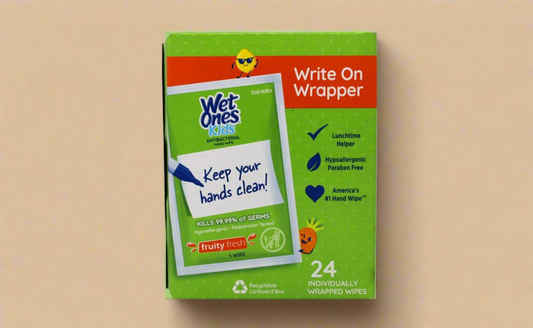 Wet Ones Kids Writable Wrapper Antibacterial Hand Wipes (24 Singles, Fruity Fresh Scent)