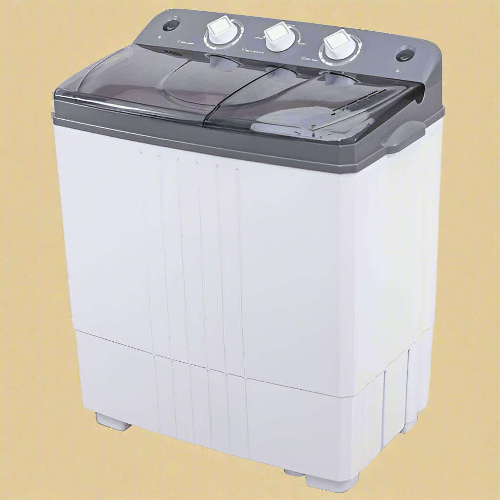 Portable Mini Compact Twin Tub Washing Machine – 20 lbs Capacity (Grey) - COLO