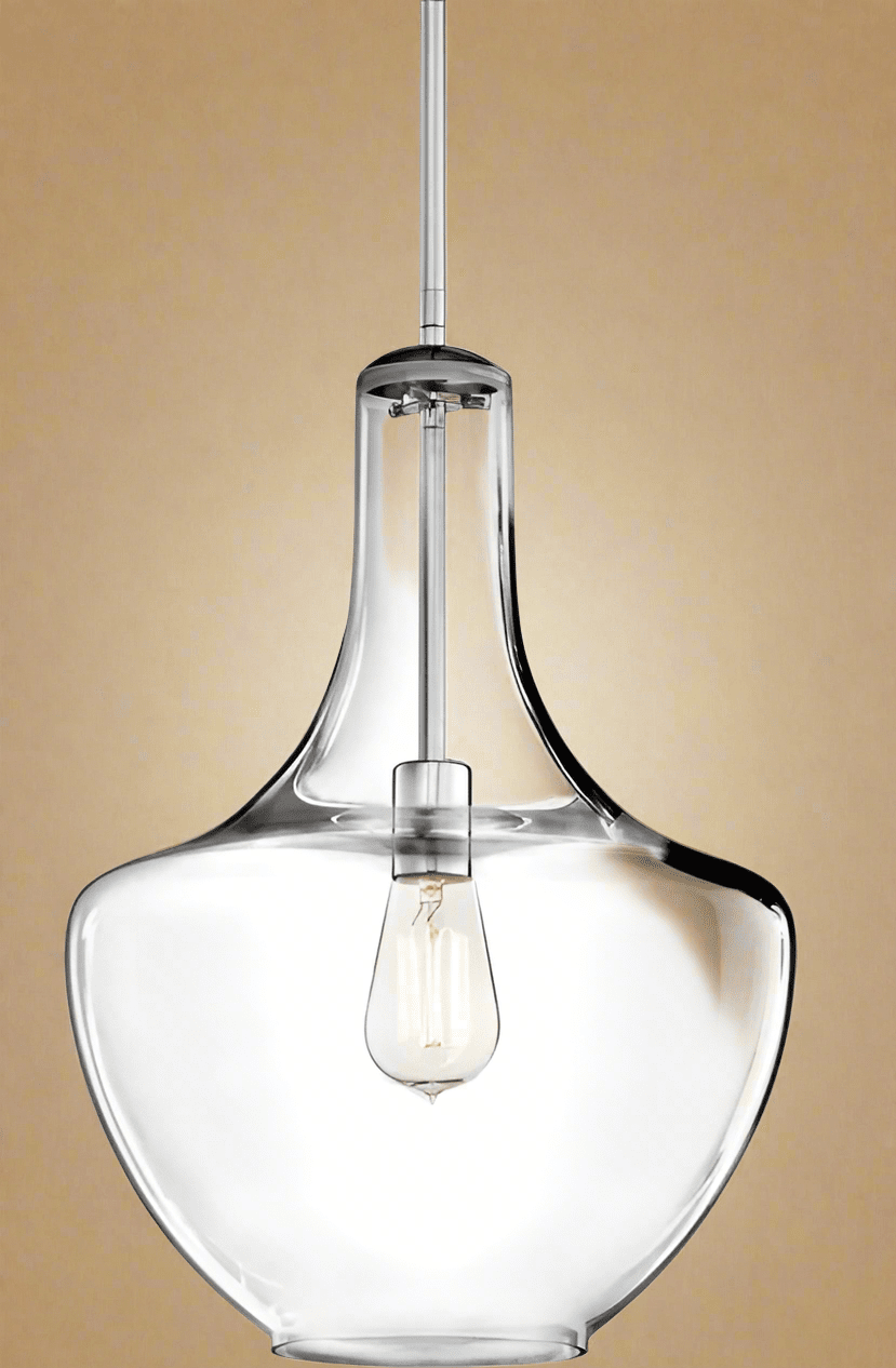 Everly™ 1-Light Pendant – Clear Glass Bell Shade with Chrome Finish (13.75" D x 19.75" H) - COLO
