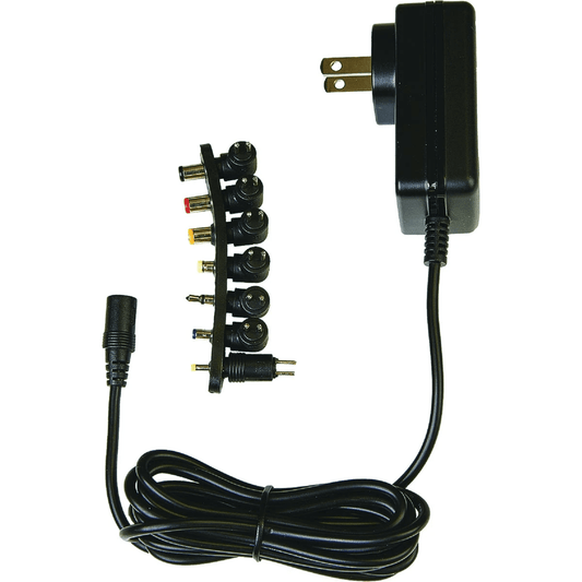Audiovox Universal AC to DC Power Adapter – 1200mA, 7 Voltage Settings (Black) - COLO