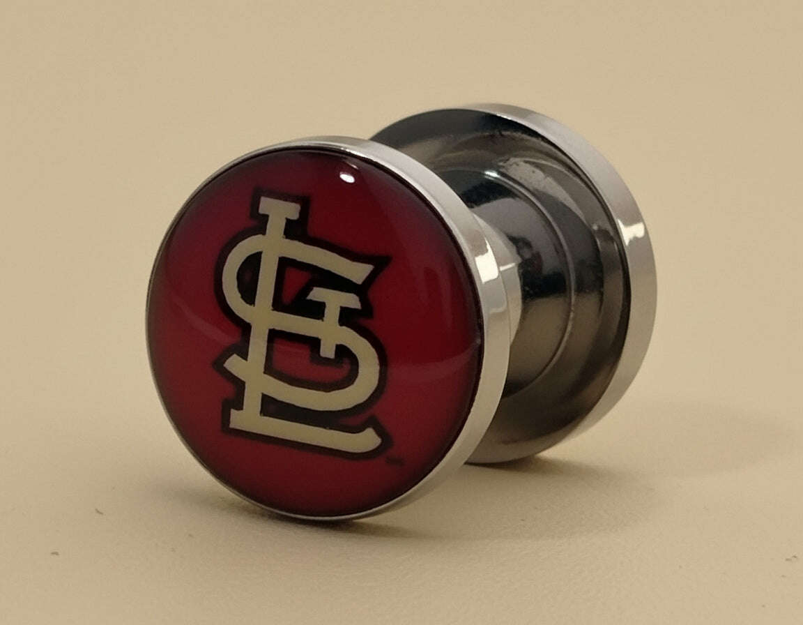 St. Louis Cardinals Screw-On / Fit Screw-On / Fit Surgical Steel 2G Gauge 6Mm Ear Plugs - COLO