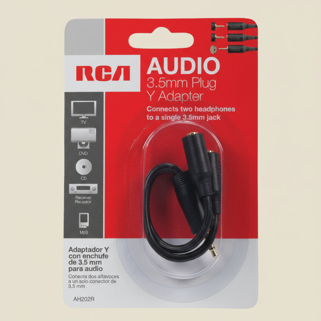 RCA AH202R 3.5mm Headphone Splitter – 3-Inch Audio Adapter Cable