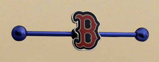Licensed MLB Blue Anodized Boston Red Sox Industrial Barbell