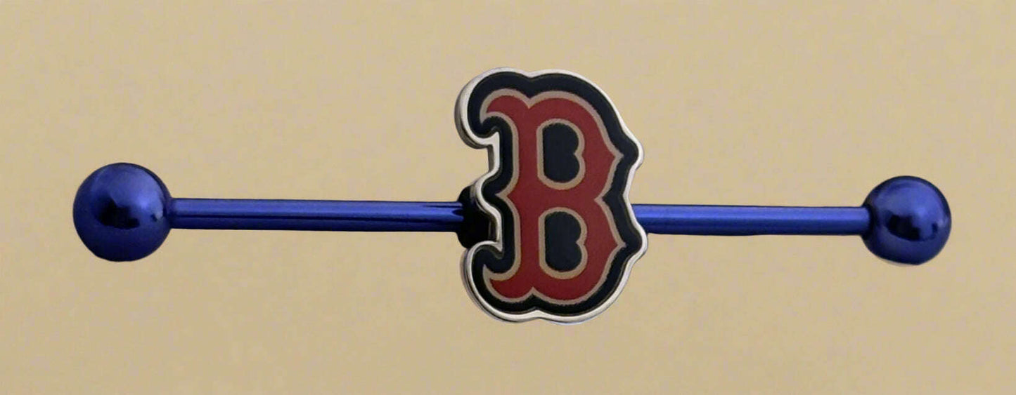 Licensed MLB Blue Anodized Boston Red Sox Industrial Barbell - COLO
