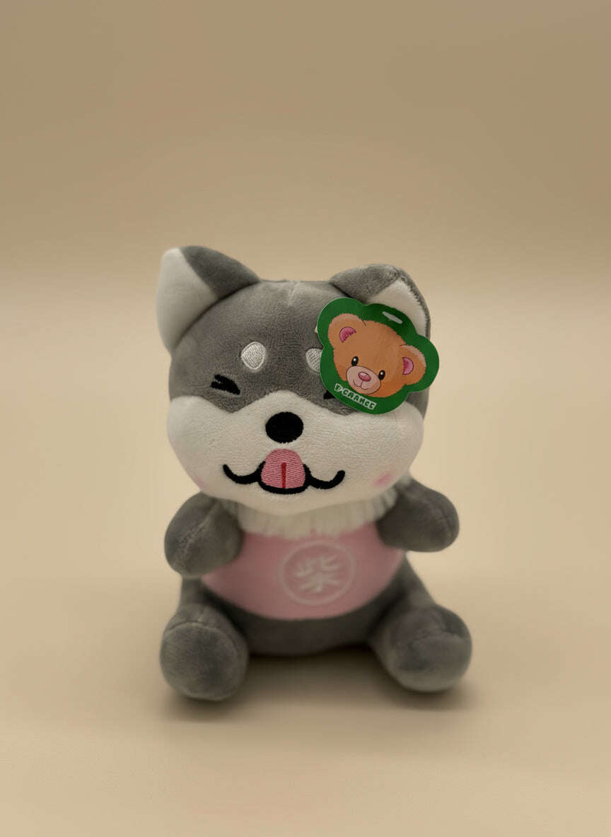 Gray Husky Sitting Plush Toy – Small Cute Puppy Stuffed Animal - COLO