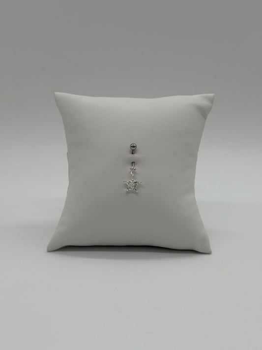 Single Star Sparkle Dangle Belly Button Ring