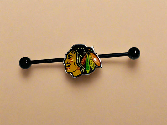 Chicago Blackhawks black stainless steel ear bars