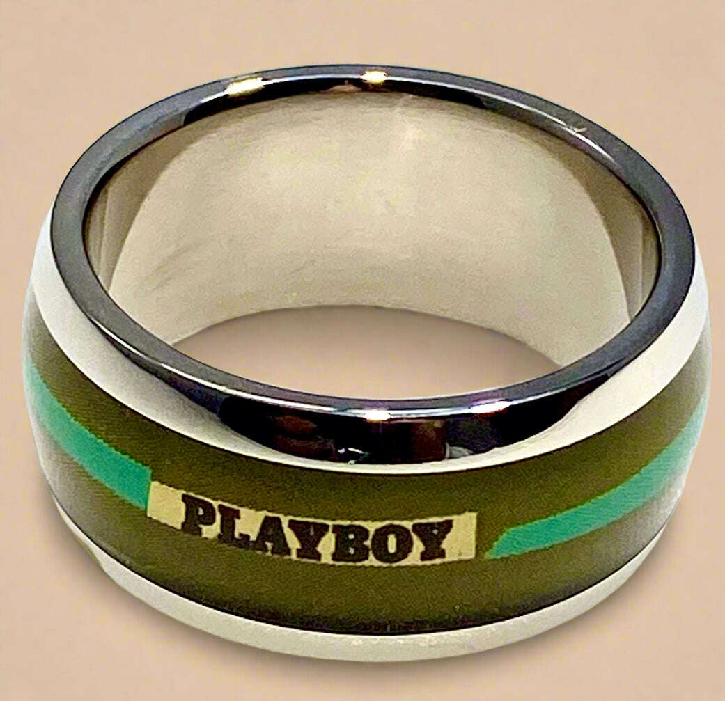 Playboy Green Inlay Ring Size 11 Stainless Steel - COLO