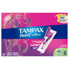 Tampax Pocket Radiant Compact Tampons – Super Absorbency, Unscented, 12 Count