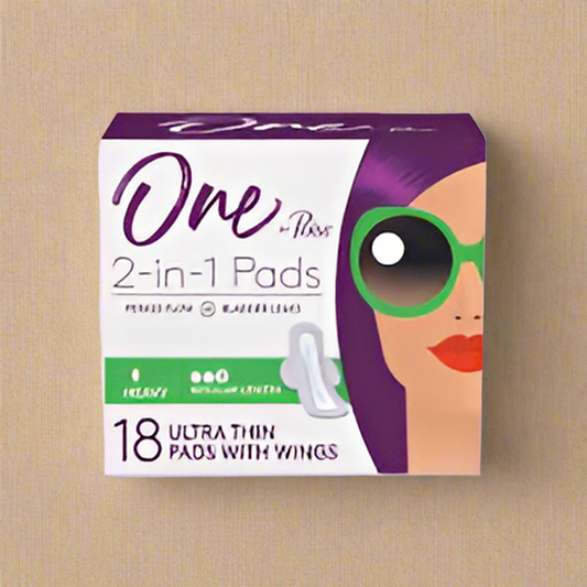 ONE BY Poise Pads 2-in-1 Regular, Heavy Absorbency, Ultra Thin w/ Wings, 18 ct