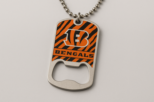 Cincinnati Bengals Dog Tag Necklace with bottle opener