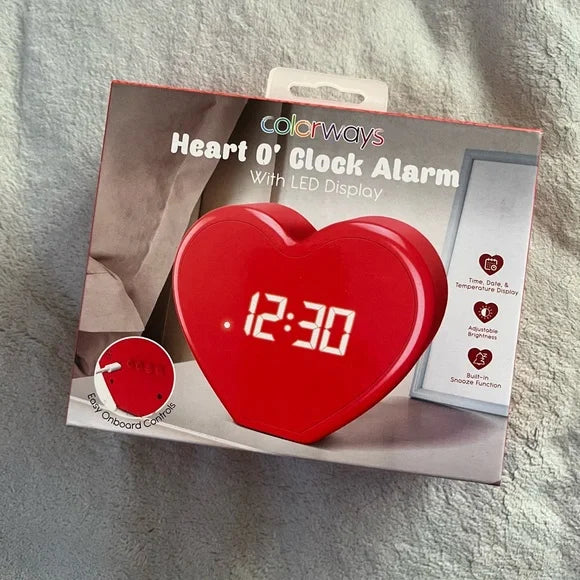 Colorways Heart O’ Clock Alarm with LED Display – Red