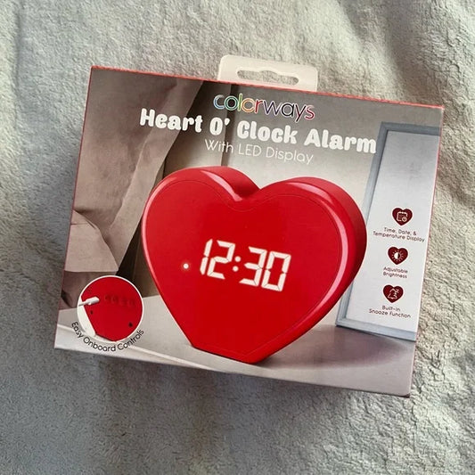 Colorways Heart O’ Clock Alarm with LED Display – Red