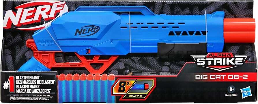 Nerf Alpha Strike Big Cat DB-2, Includes One Nerf Gun and 8 Elite Nerf Bullets - COLO