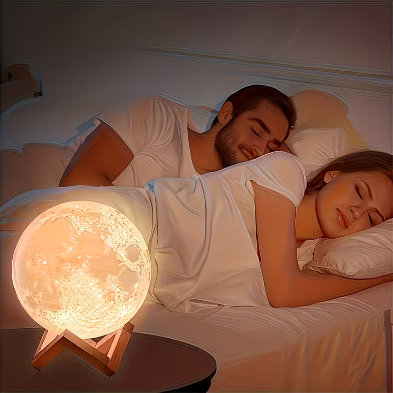 Touch-Activated Moon Lamp, 3D-Printed Moon-Shaped LED Night Light, Usb-Powered Christmas Desktop Night Light