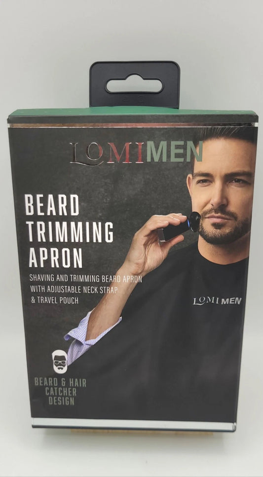 LOMIMEN Beard Trimming Apron with Adjustable Neck Strap & Travel Pouch