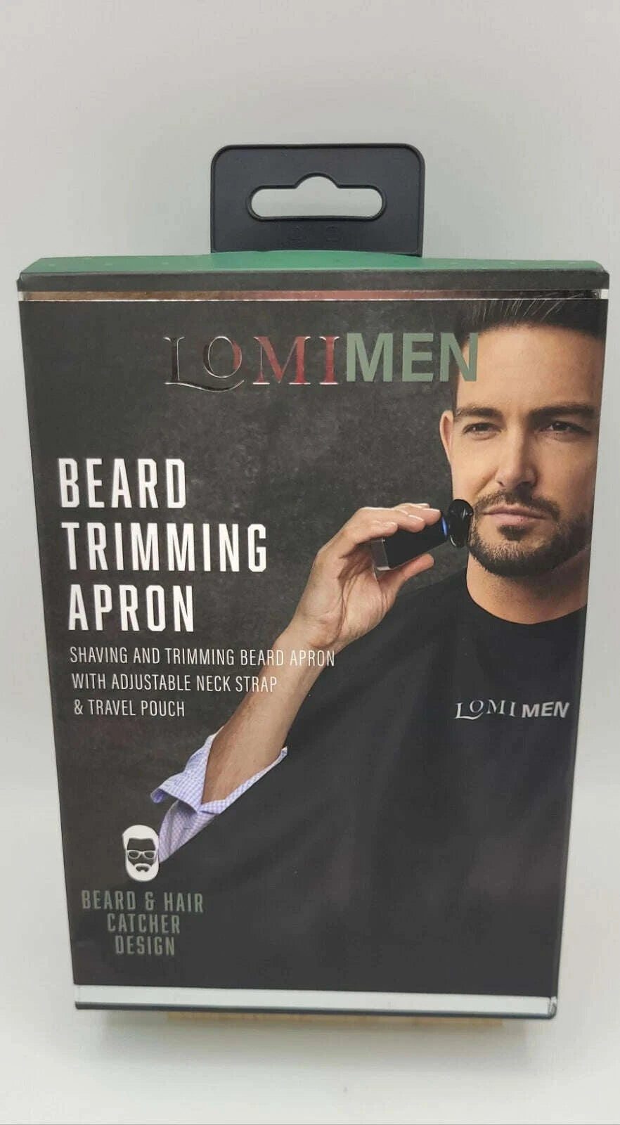 LOMIMEN Beard Trimming Apron with Adjustable Neck Strap & Travel Pouch - COLO