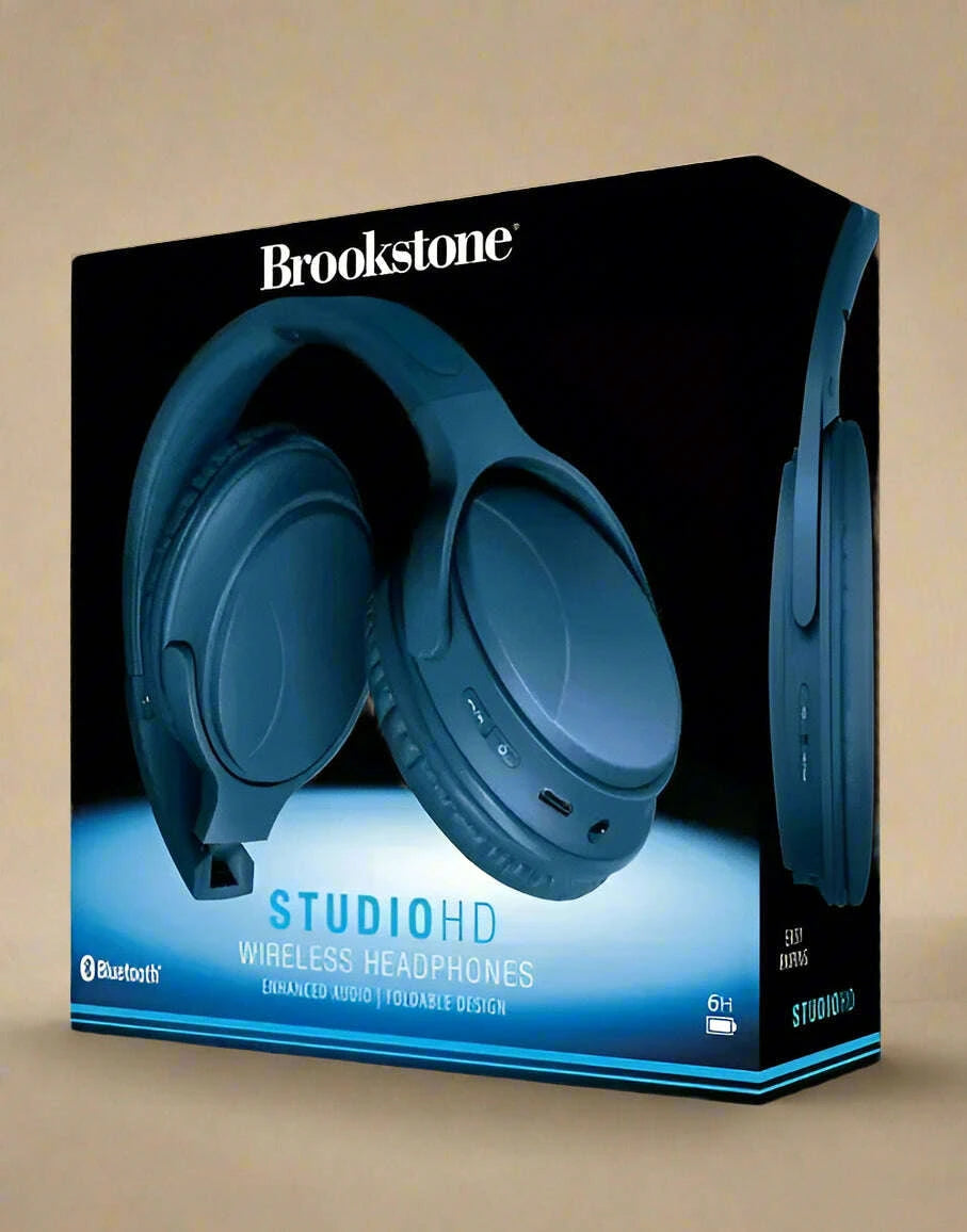 Brookstone Studio HD Foldable Wireless Headphones 12 Hour total Playtime Bluetooth - COLO