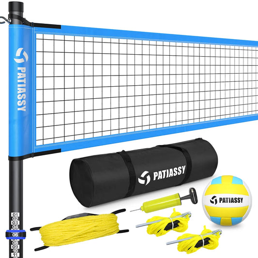 Patiassy Outdoor Volleyball Net Set with Ball, Pump & Carry Bag