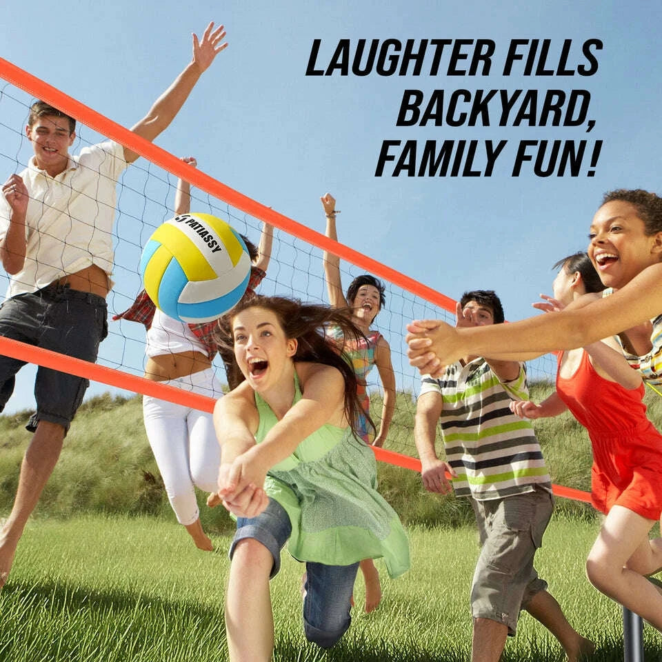 Patiassy Professional Volleyball Net Set with Adjustable Poles & Carry Bag (Orange) - COLO