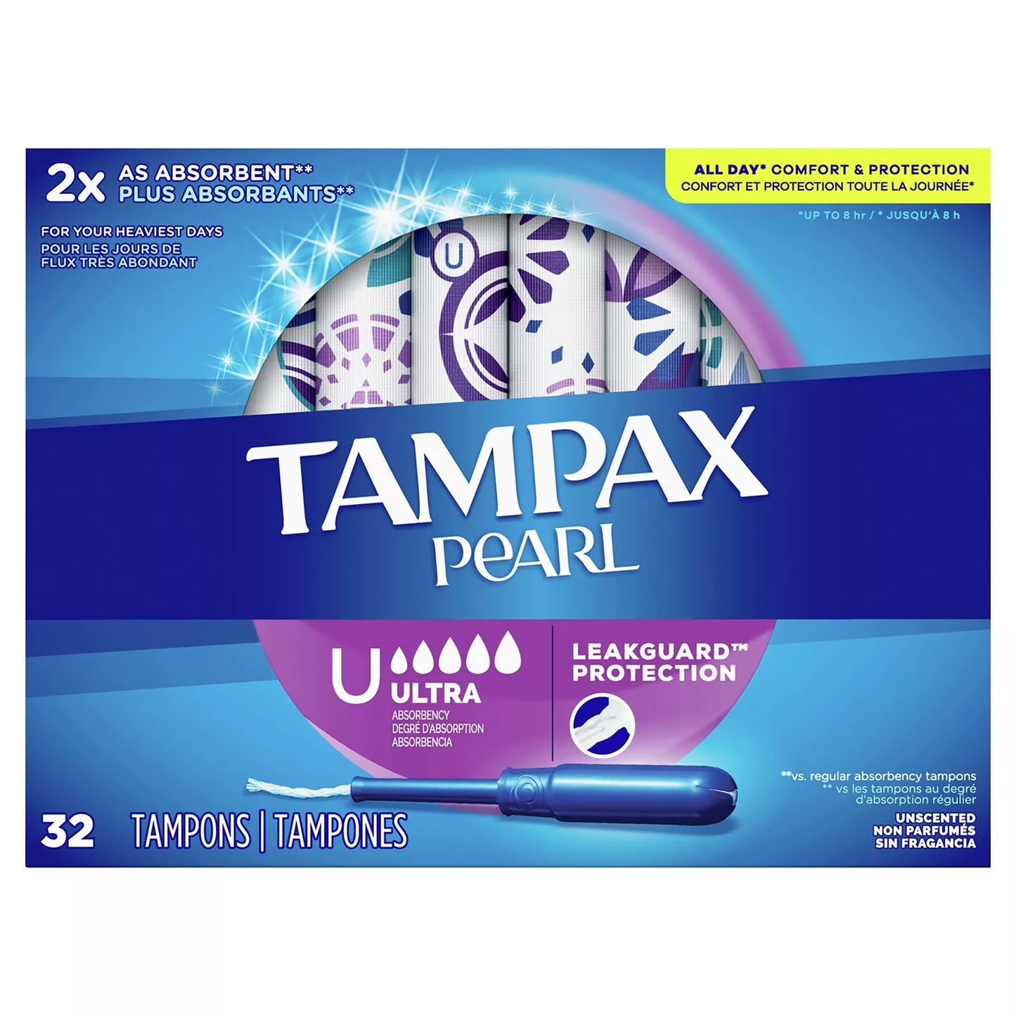 Tampax Pearl Tampons – Ultra Absorbency, Unscented, 32 Count