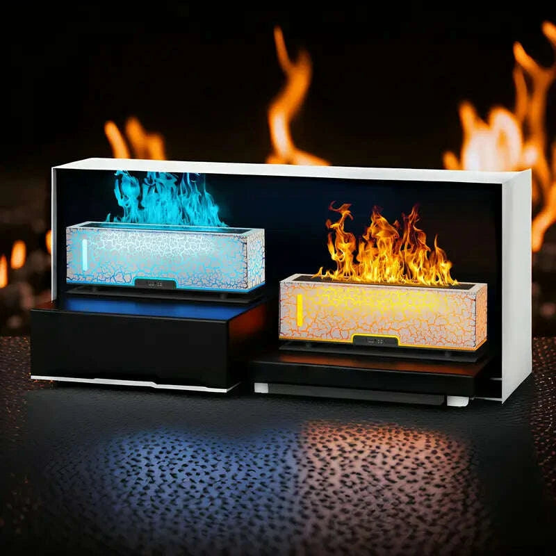 Humidifier Aromatherapy 2-Color Volcano Flame, Fire Diffuser Humidifier Aromatherapy Essential Oil Diffuser Waterless-Off with Timing Function Perfect for SPA & Sleep - COLO