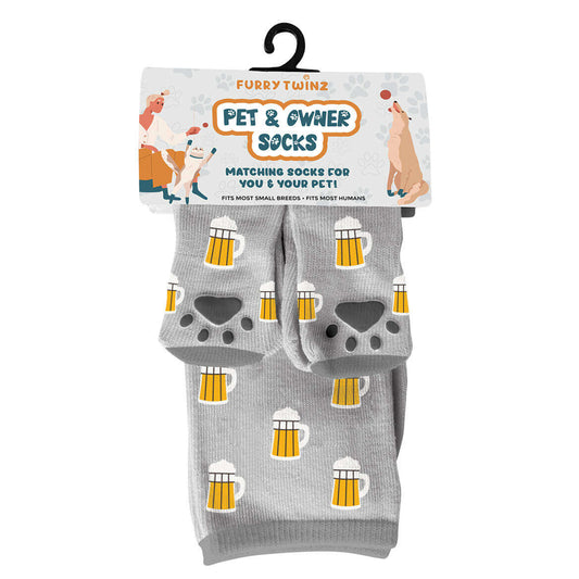 Beer Pet & Owner Matching Socks – Fun Non-Slip Gripper Set for Dog Lovers - COLO