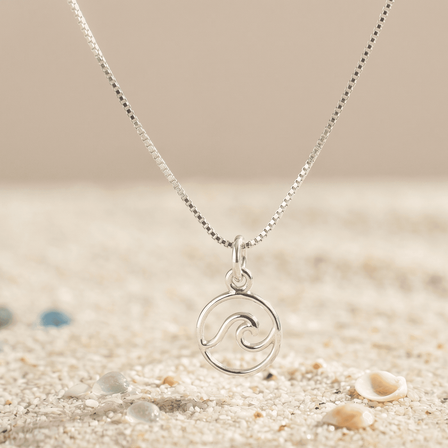 STERLING SILVER CIRCLE WAVE PENDANT AND BOX CHAIN ANKLE BRACELET 10" w/SPRING RING LOCK