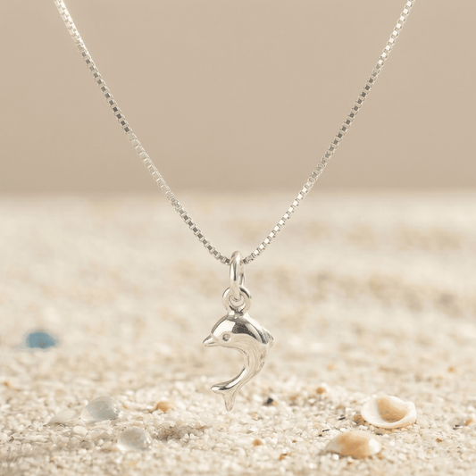 STERLING SILVER POLISH FINISH DOLPHINE PENDANT ANKLE BRACELET 10" BOX CHAIN w/SPRING RING LOCK