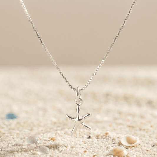 ANKLE BRACELET POLISH FINISH STARFISH PENDANT 10" BOX CHAIN w/SPRING RING LOCK