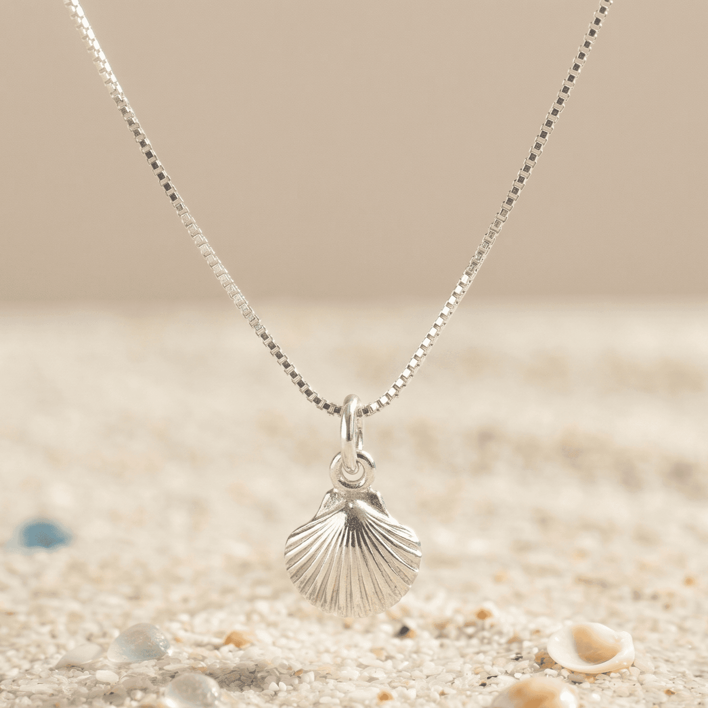 ANKLE BRACELET POLISH FINISH SHELL PENDANT 10" BOX CHAIN w/SPRING RING LOCK