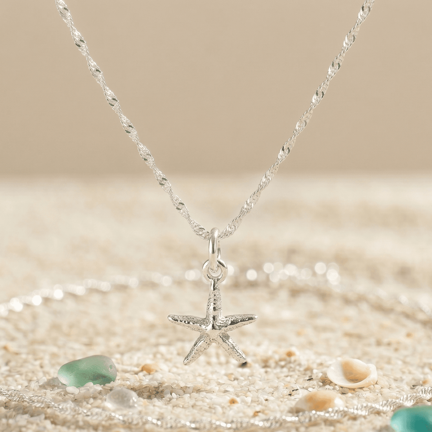 ANKLE BRACELET HAMMER FINISH PENDANT STARFISH 10" DC LINK CHAIN w/SPRING RING LOCK