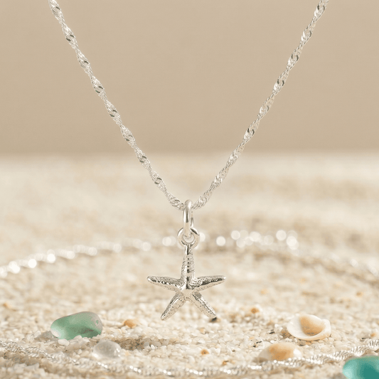 ANKLE BRACELET HAMMER FINISH PENDANT STARFISH 10" DC LINK CHAIN w/SPRING RING LOCK