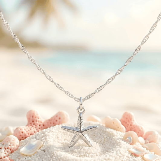ANKLE BRACELET HAMMER FINISH PENDANT STARFISH 10" DC LINK CHAIN w/SPRING RING LOCK