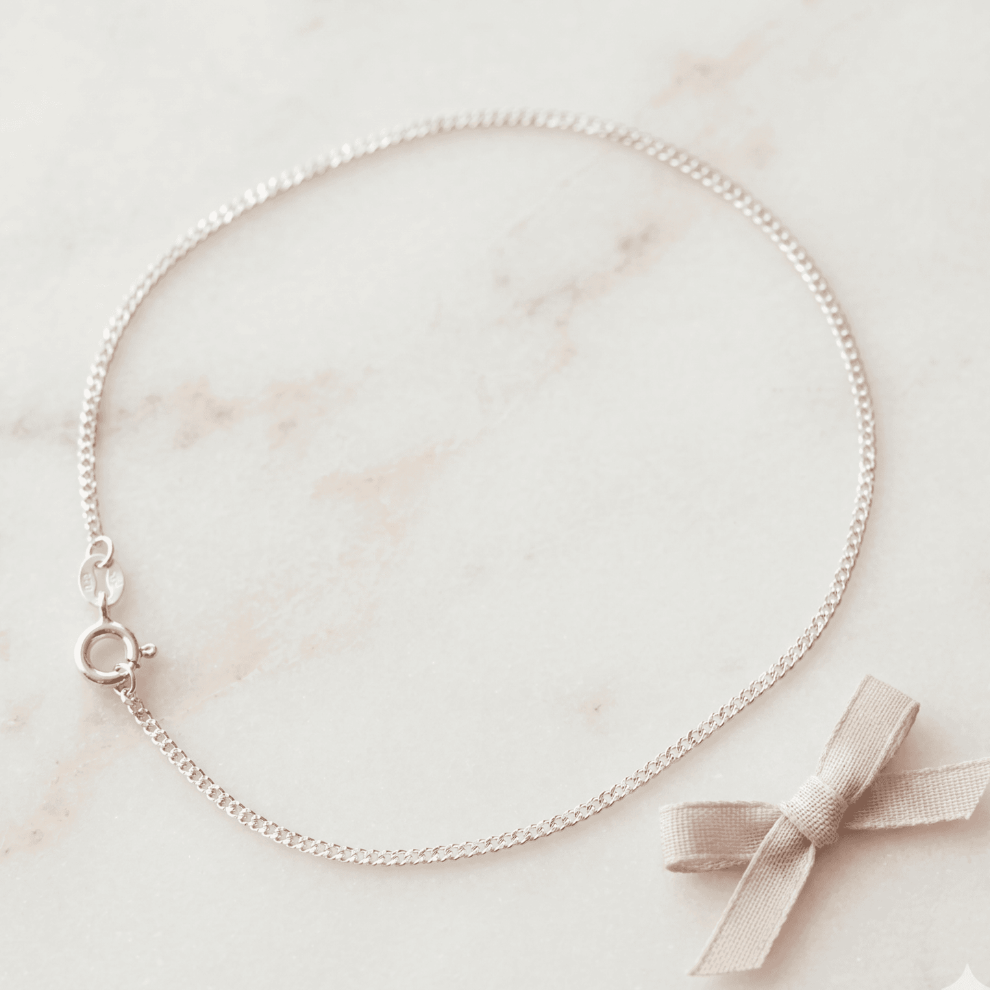 ANKLE BRACELET BISMARK FLAT CHAIN 9" w/LOBSTER RING LOCK