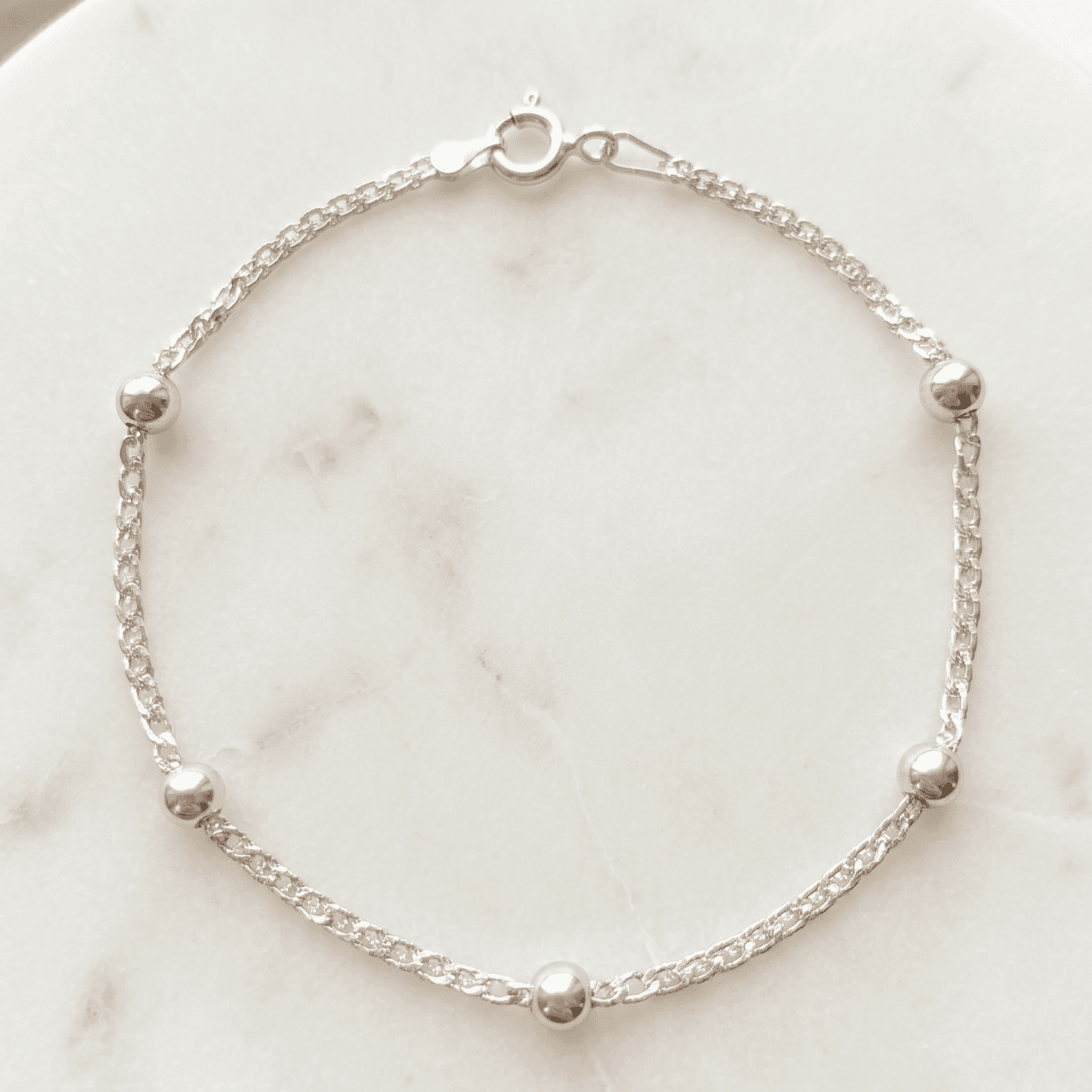ANKLE BRACELET Balls on a ROLLO Chain 10" w/SPRING RING LOCK