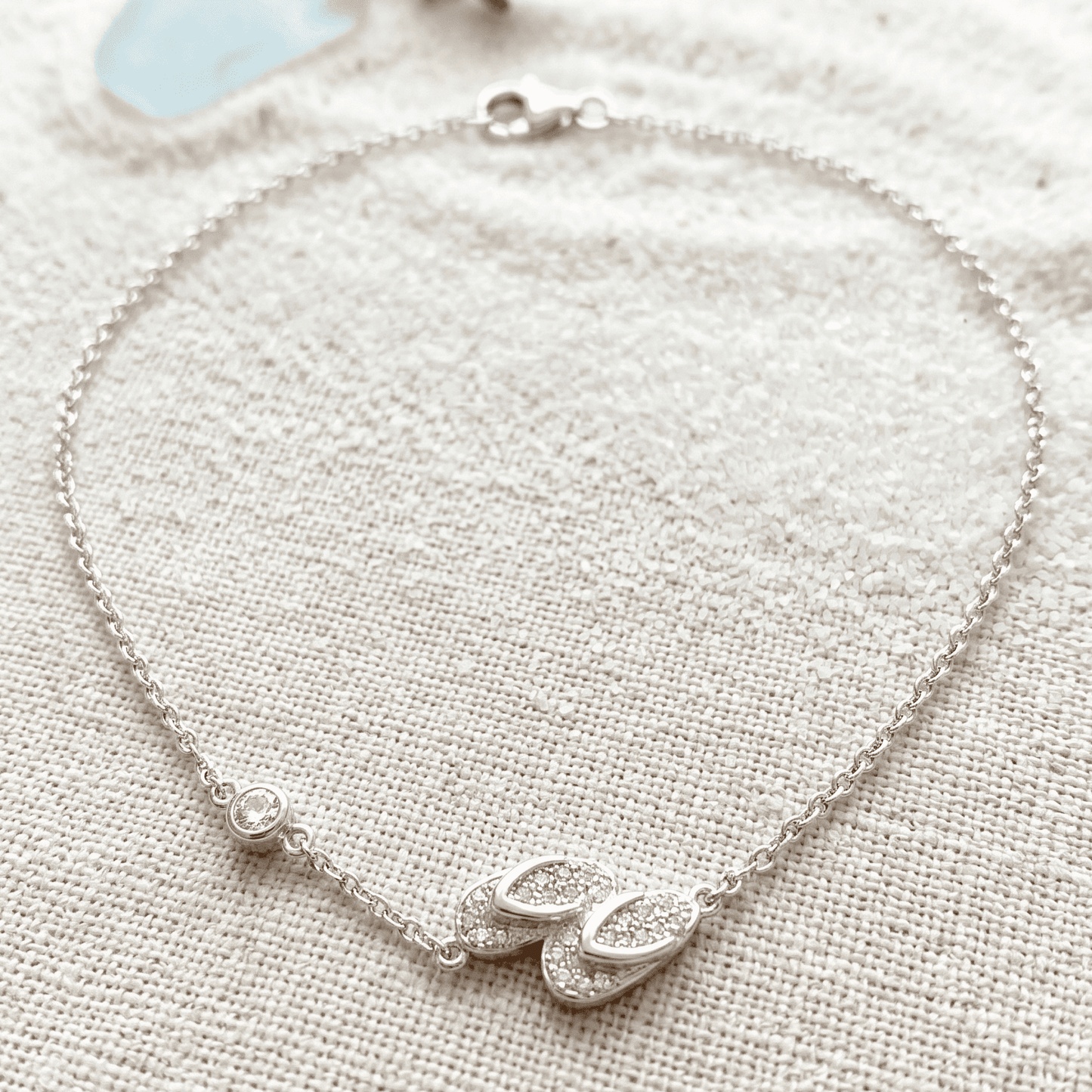 ANKLE BRACELET FLIP-FLOPS PENDANT ON OPEN CIRCLE BRACELET 10" w/LOBSTER LOCK