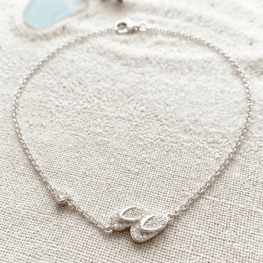 ANKLE BRACELET FLIP-FLOPS PENDANT ON OPEN CIRCLE BRACELET 10" w/LOBSTER LOCK