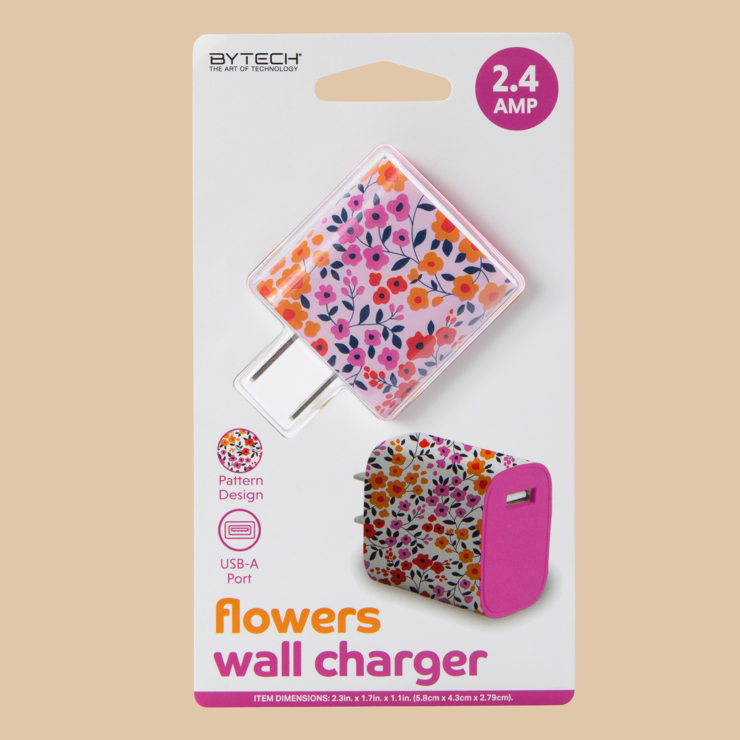 USB-A Print Flowers Wall Charger