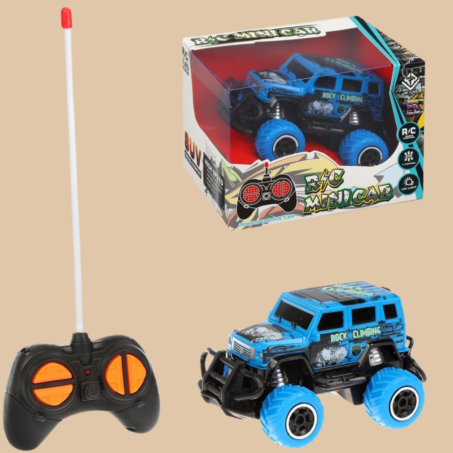 HST RC MINI MONSTER TRUCK ROCK CLIMBING, Remote Control Race Car COLOR BLUE AND BLACK