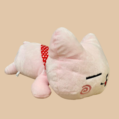 Pink Weighted Cat Plush Pillow – X-Large (13"–16")