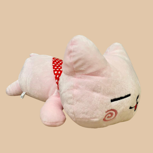Pink Weighted Cat Plush Pillow – X-Large (13"–16")