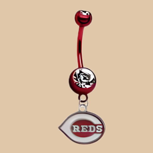 MLB Cincinnati Reds Baseball Belly Navel Ring Piercing Licensed