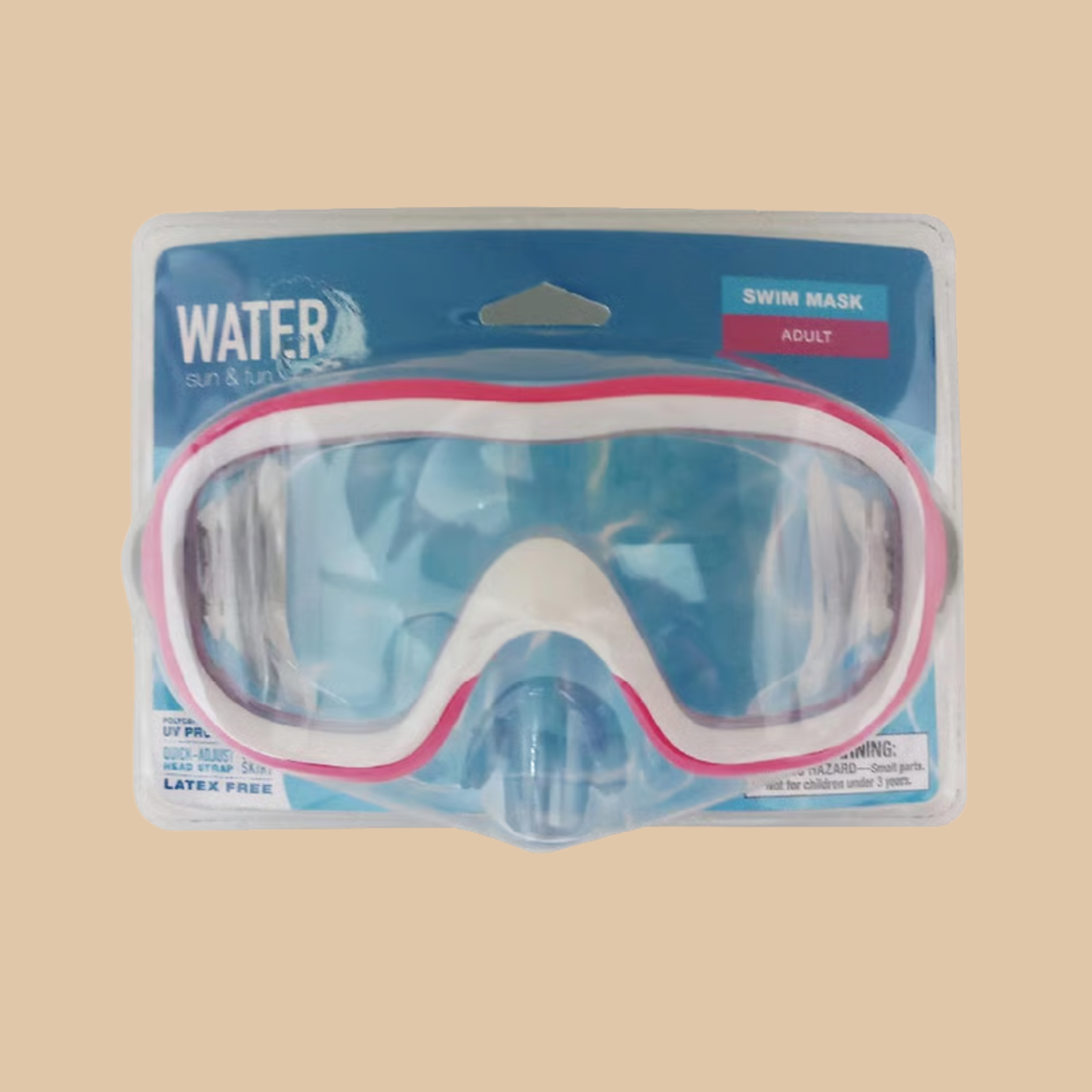 Water Sun & Fun Adult Swim Mask – Latex Free Pink & White