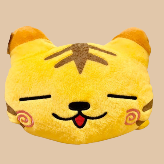 Yellow Weighted Cat Plush Pillow – X-Large (13"–16")