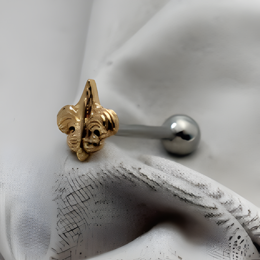 NFL Body Jewelry Gold New Orleans Saints Barbell Tongue Ring LOGO