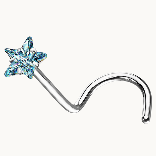 Nostril Star & Blue Stone Piercing Pair - COLO