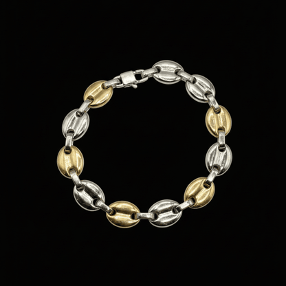 Men's Two-Tone Coffee Bean Link Bracelet - COLO